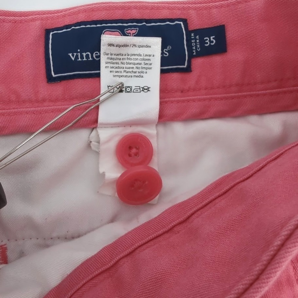 Vineyard Vines Men's Chino Shorts Size 35 Pink Salmon Flat Front Cotton Golf - Picture 5 of 8